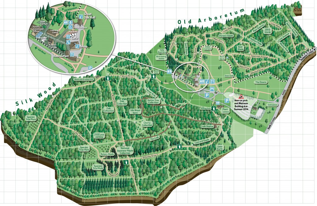 Westonbirt Arboretum Luxury Cotswold Rentals   Westonbirt Map 2013 1024x664 